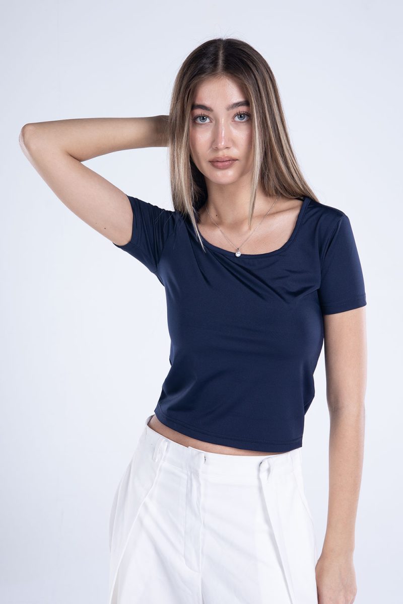 Basic Short Sleeve Square Neck Top - Image 29