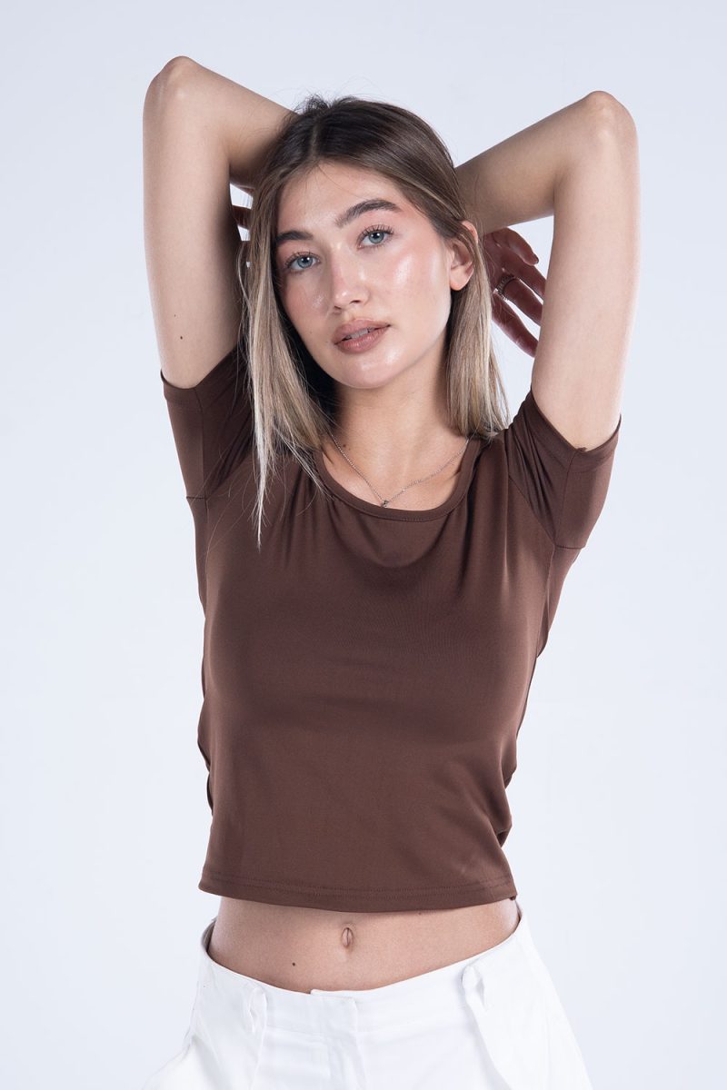 Basic Short Sleeve Square Neck Top - Image 34