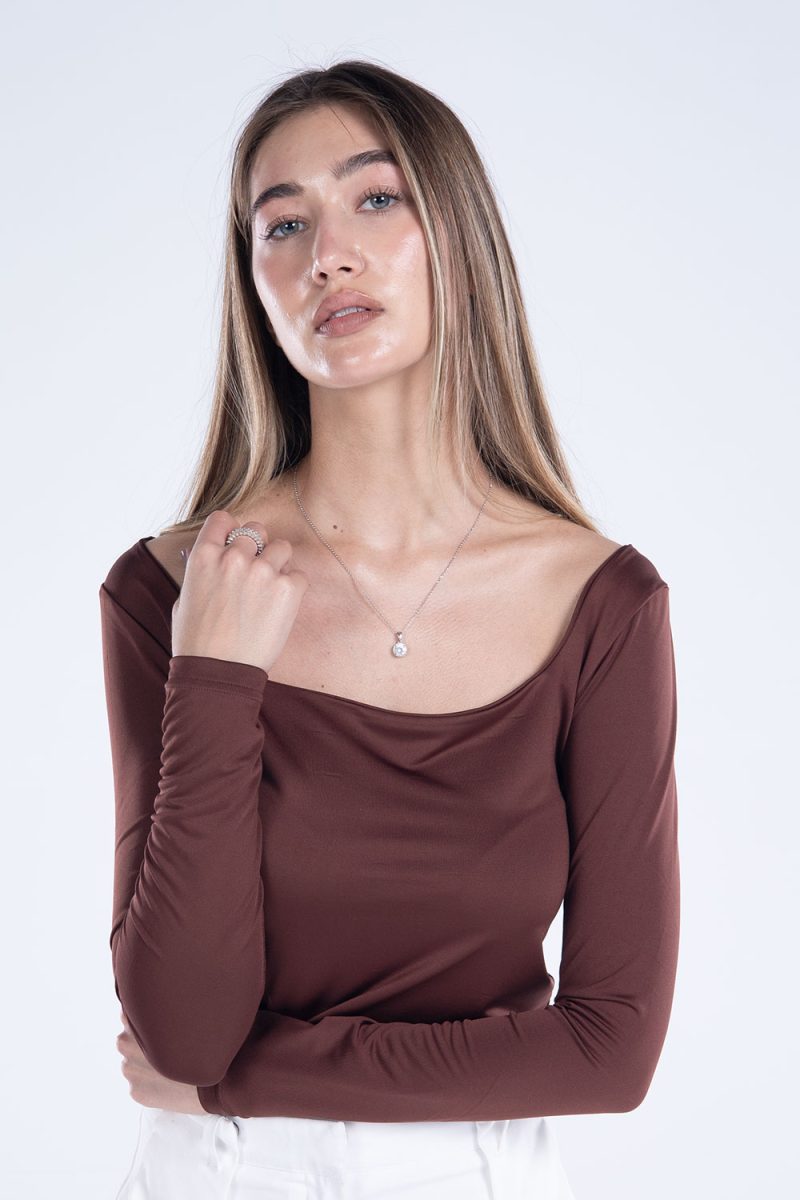Basic Long Sleeve Square Neck Top - Image 27