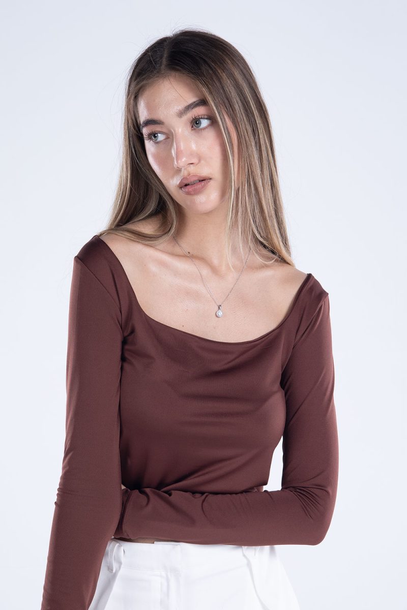 Basic Long Sleeve Square Neck Top - Image 26