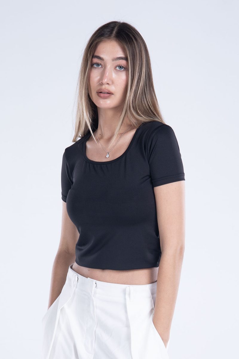 Basic Short Sleeve Square Neck Top - Image 5