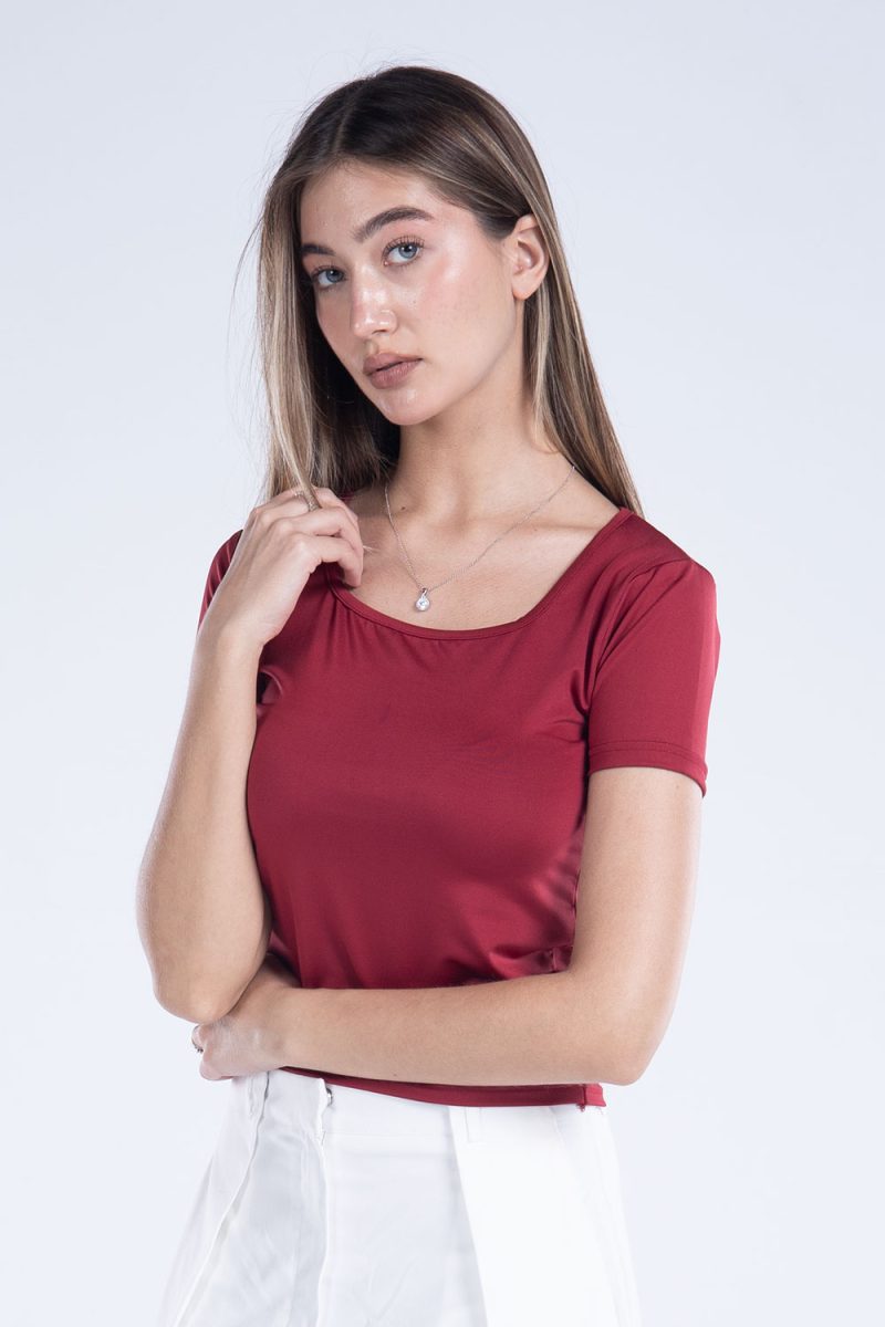 Basic Short Sleeve Square Neck Top - Image 20