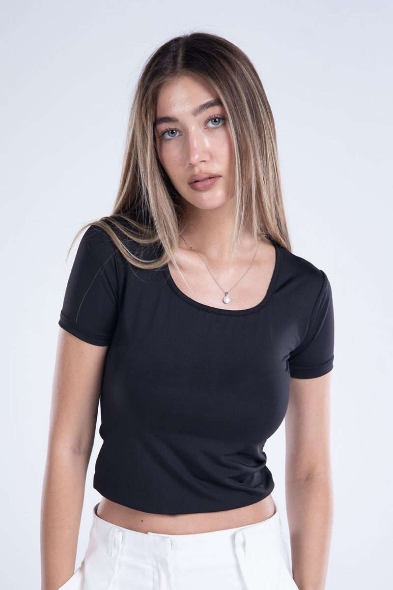 Basic Short Sleeve Square Neck Top - Image 8