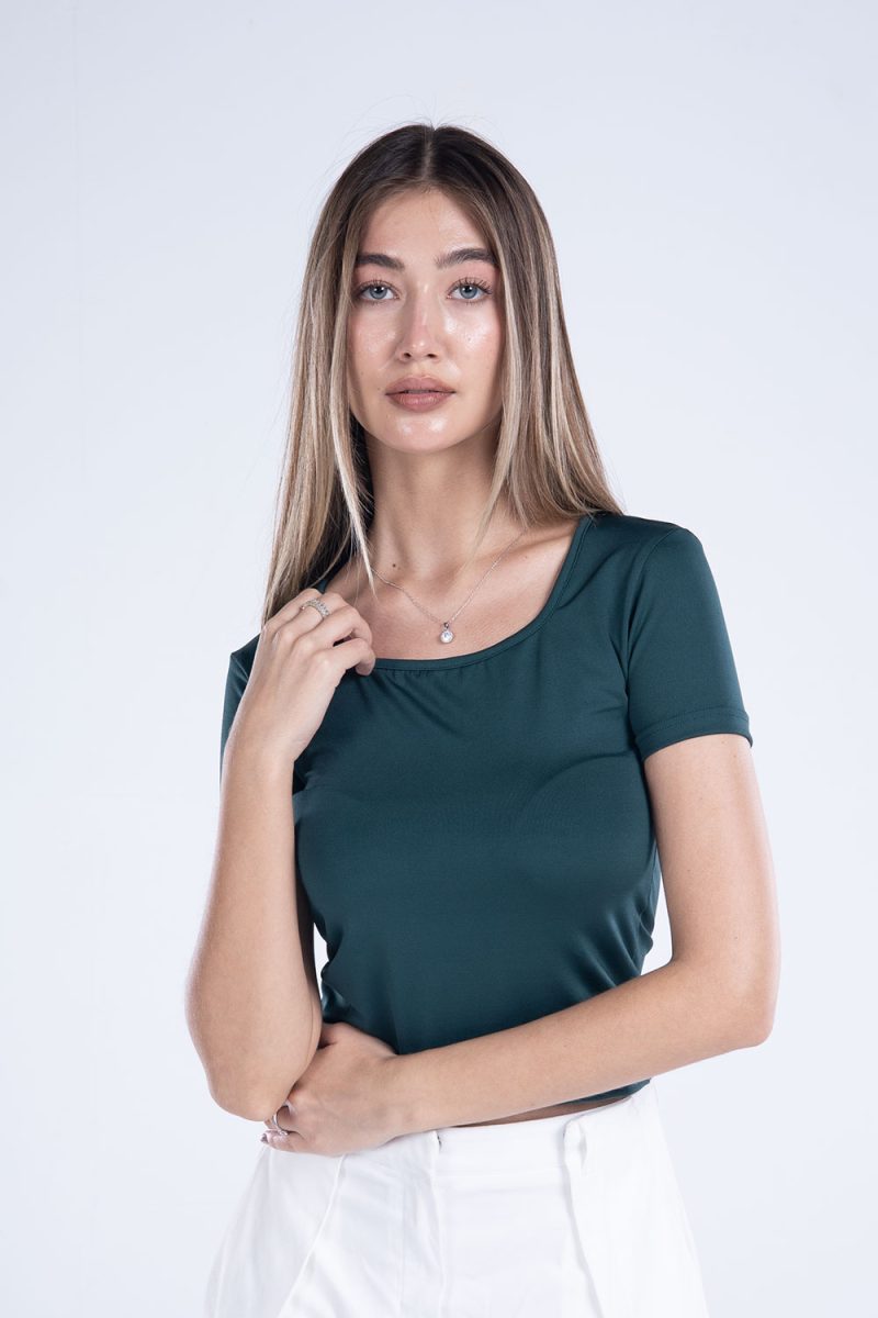 Basic Short Sleeve Square Neck Top - Image 25