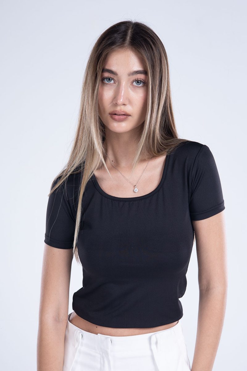 Basic Short Sleeve Square Neck Top - Image 7