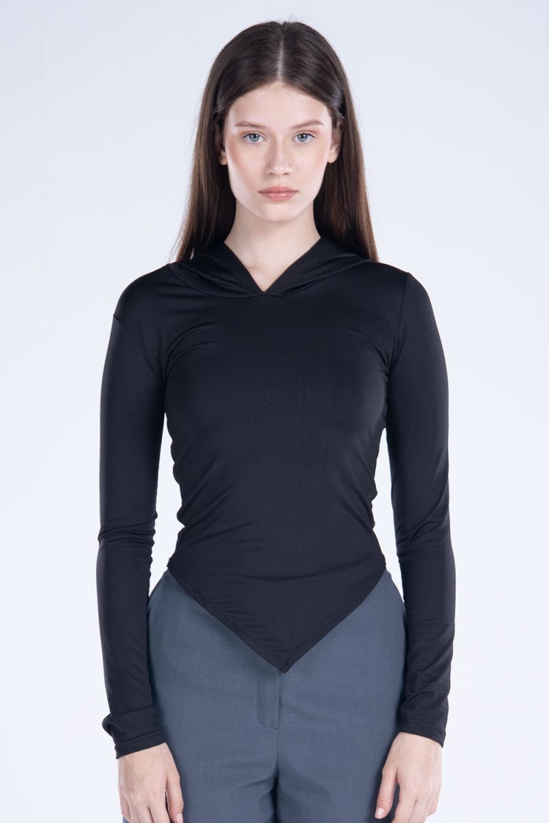 Hooded Drape Long Sleeve Top - Image 35