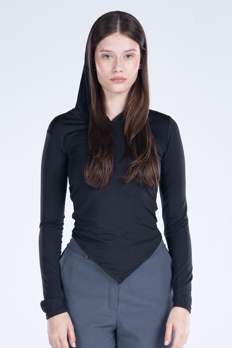 Hooded Drape Long Sleeve Top - Image 34