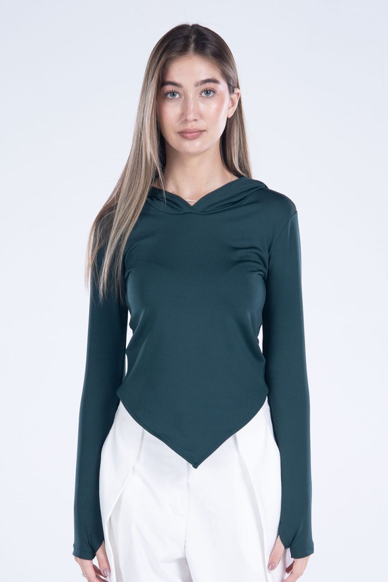 Hooded Drape Long Sleeve Top - Image 16