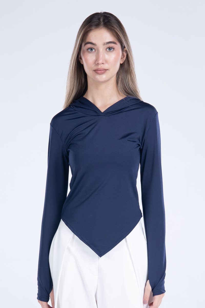 Hooded Drape Long Sleeve Top - Image 22