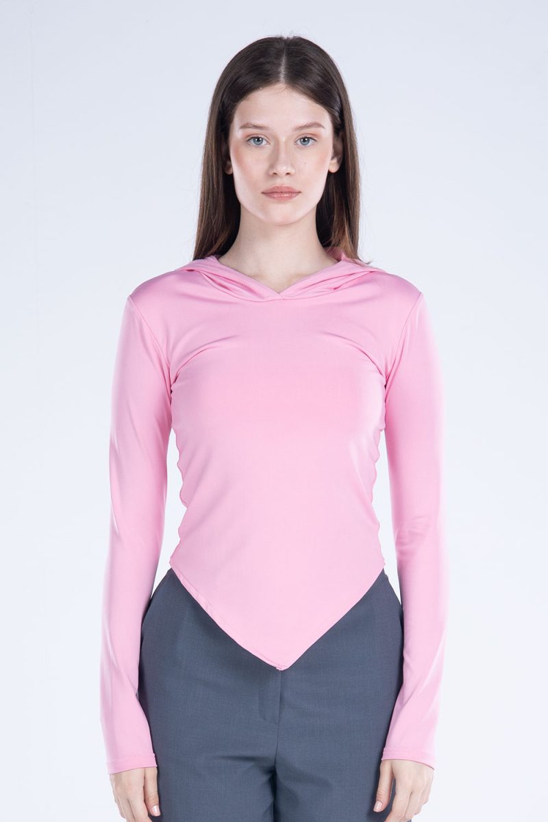 Hooded Drape Long Sleeve Top - Image 4
