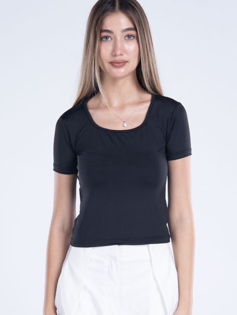 Basic Short Sleeve Square Neck Top