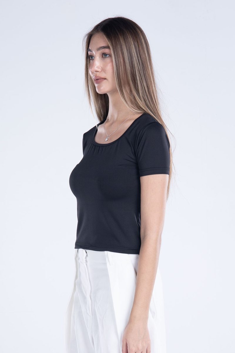 Basic Short Sleeve Square Neck Top - Image 2