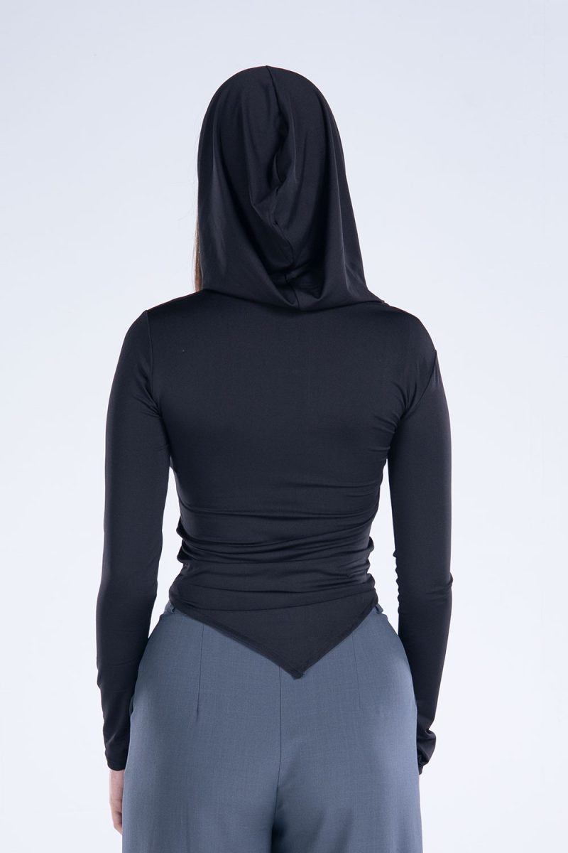 Hooded Drape Long Sleeve Top - Image 39