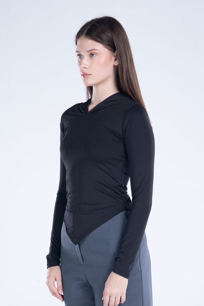 Hooded Drape Long Sleeve Top - Image 36