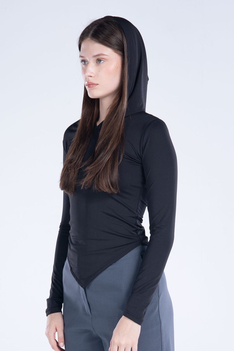 Hooded Drape Long Sleeve Top - Image 37