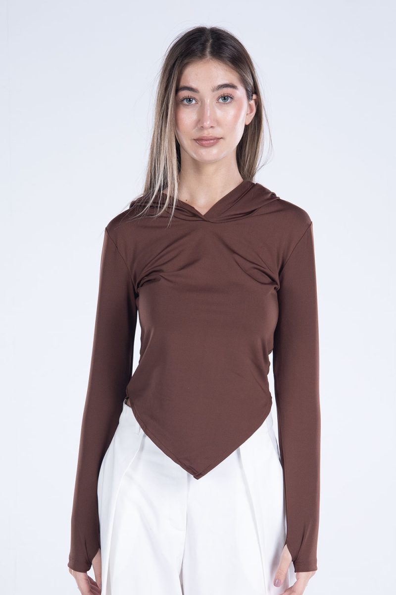 Hooded Drape Long Sleeve Top - Image 28