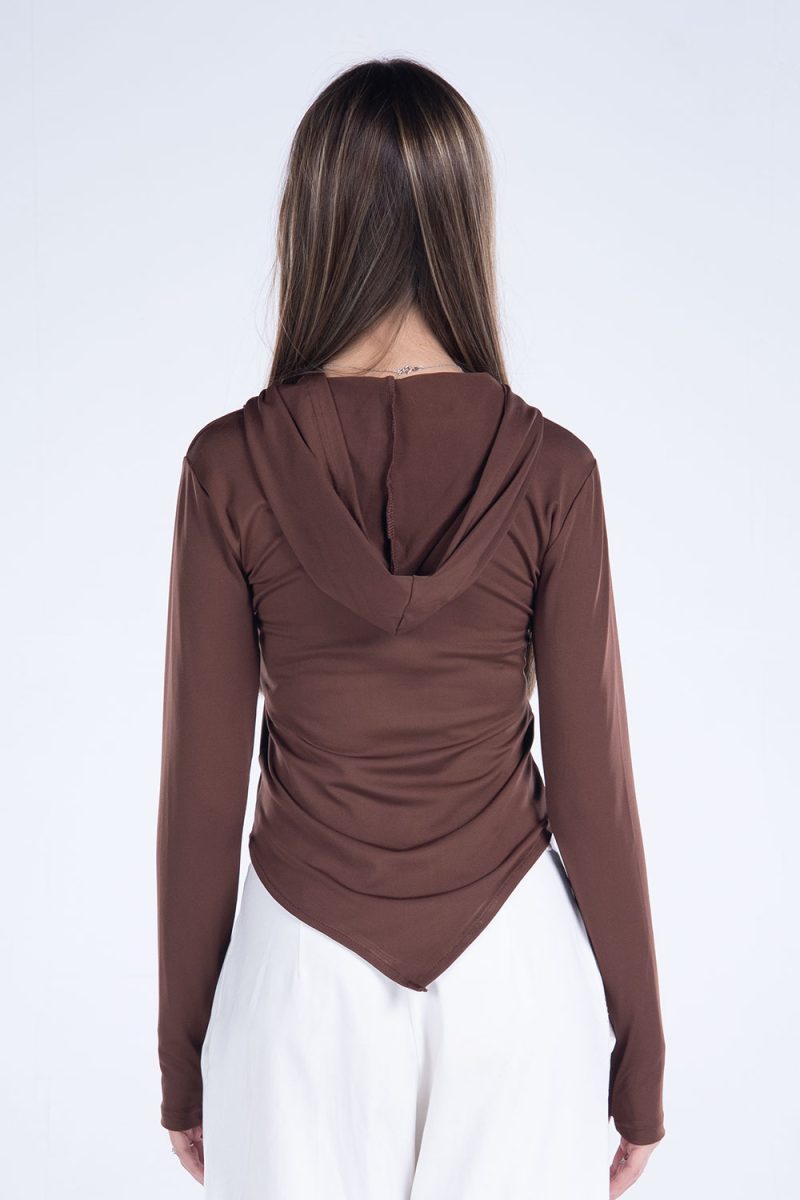 Hooded Drape Long Sleeve Top - Image 32