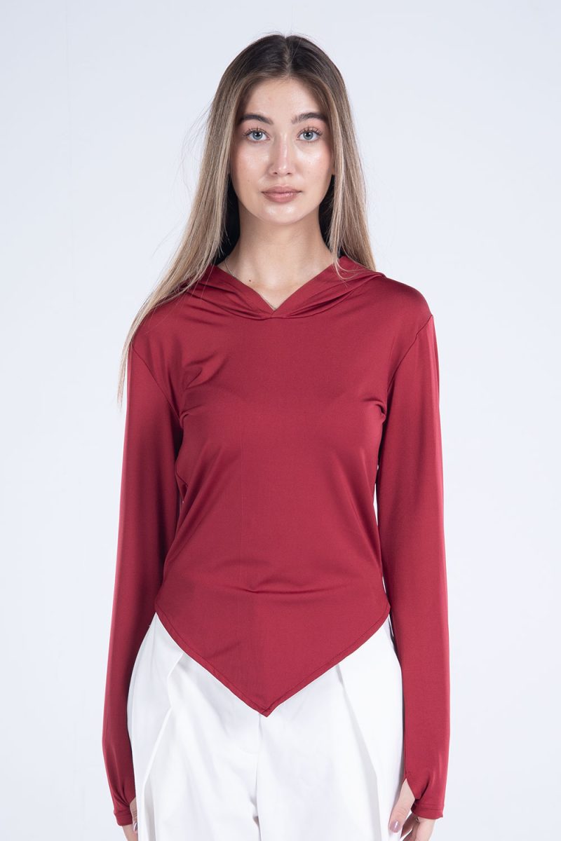 Hooded Drape Long Sleeve Top - Image 10