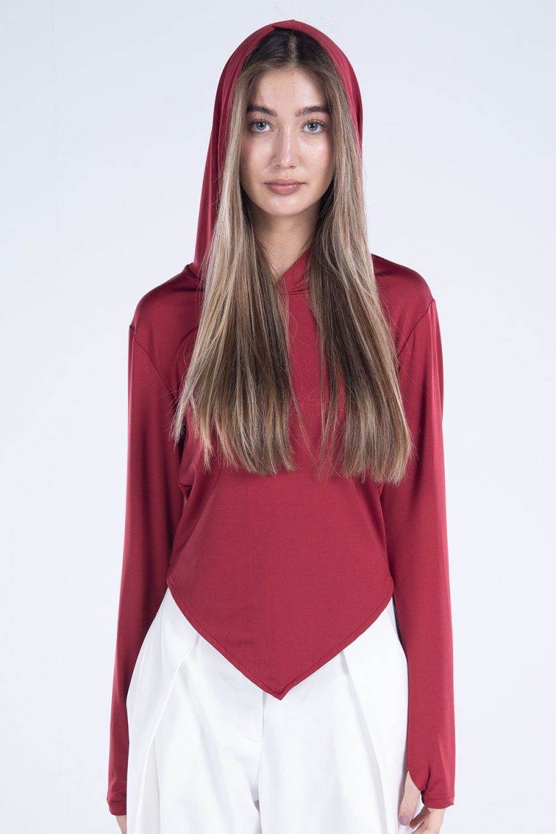 Hooded Drape Long Sleeve Top - Image 11
