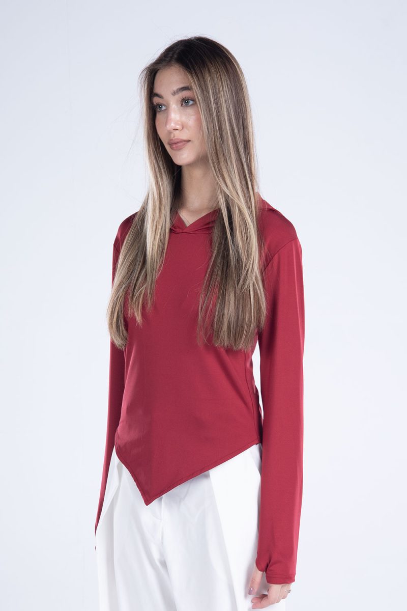 Hooded Drape Long Sleeve Top - Image 12
