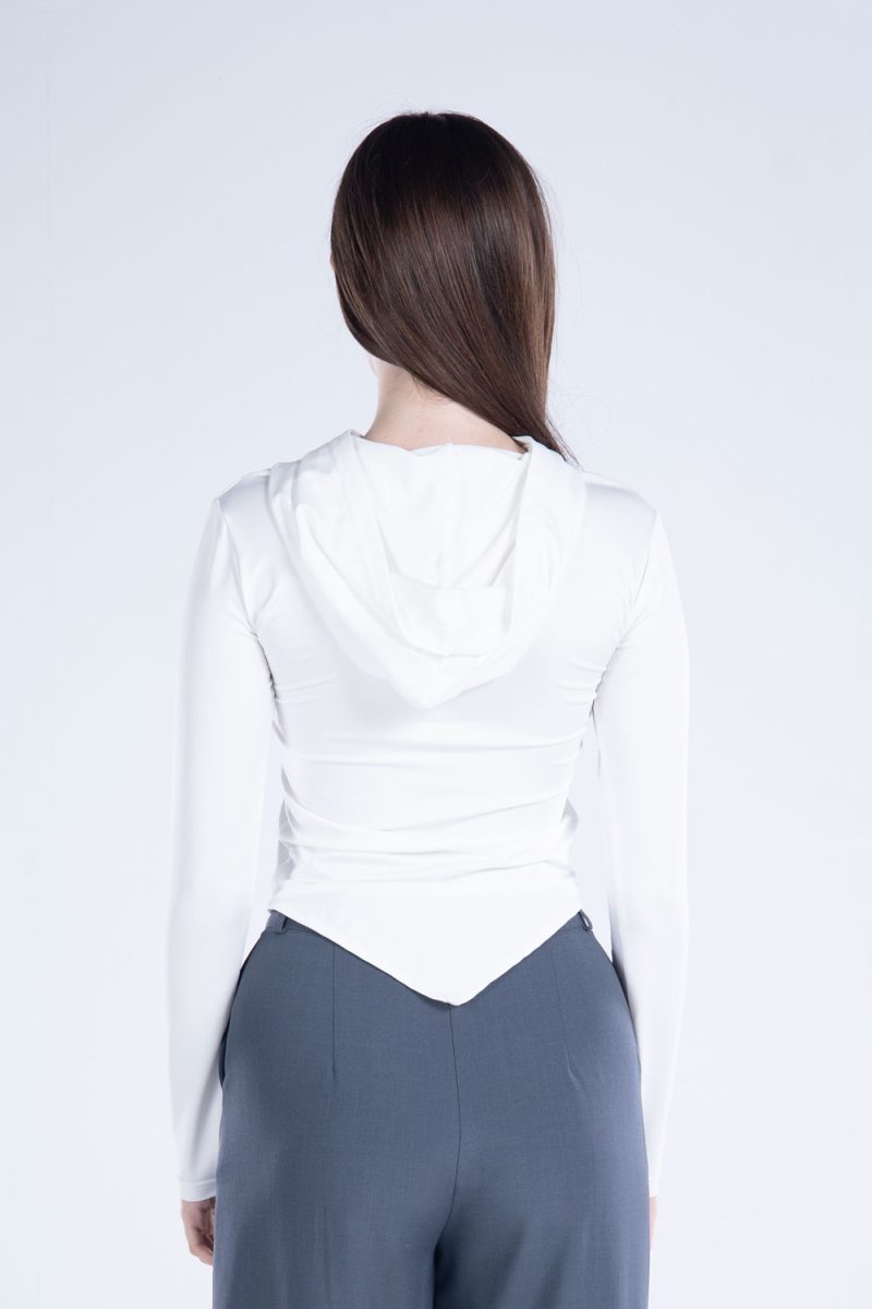 Hooded Drape Long Sleeve Top - Image 3