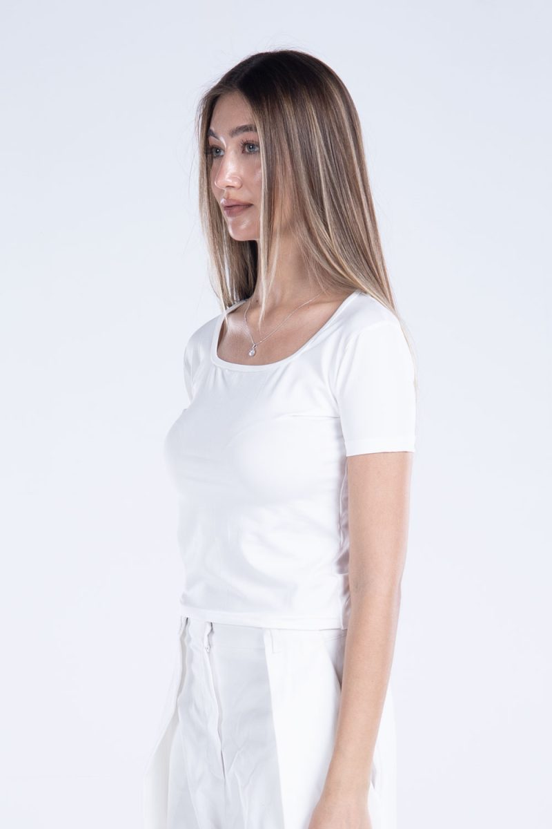 Basic Short Sleeve Square Neck Top - Image 11