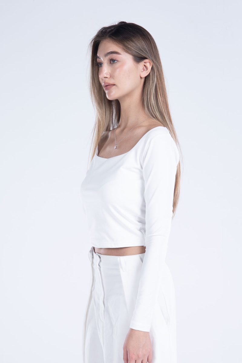 Basic Long Sleeve Square Neck Top - Image 6