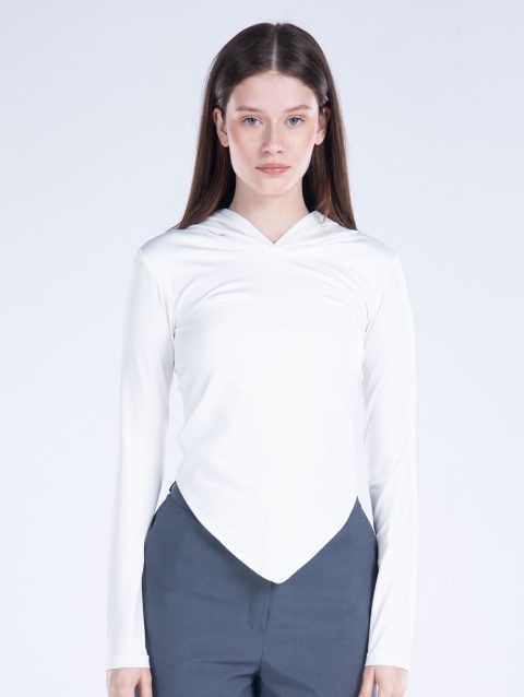 Hooded Drape Long Sleeve Top
