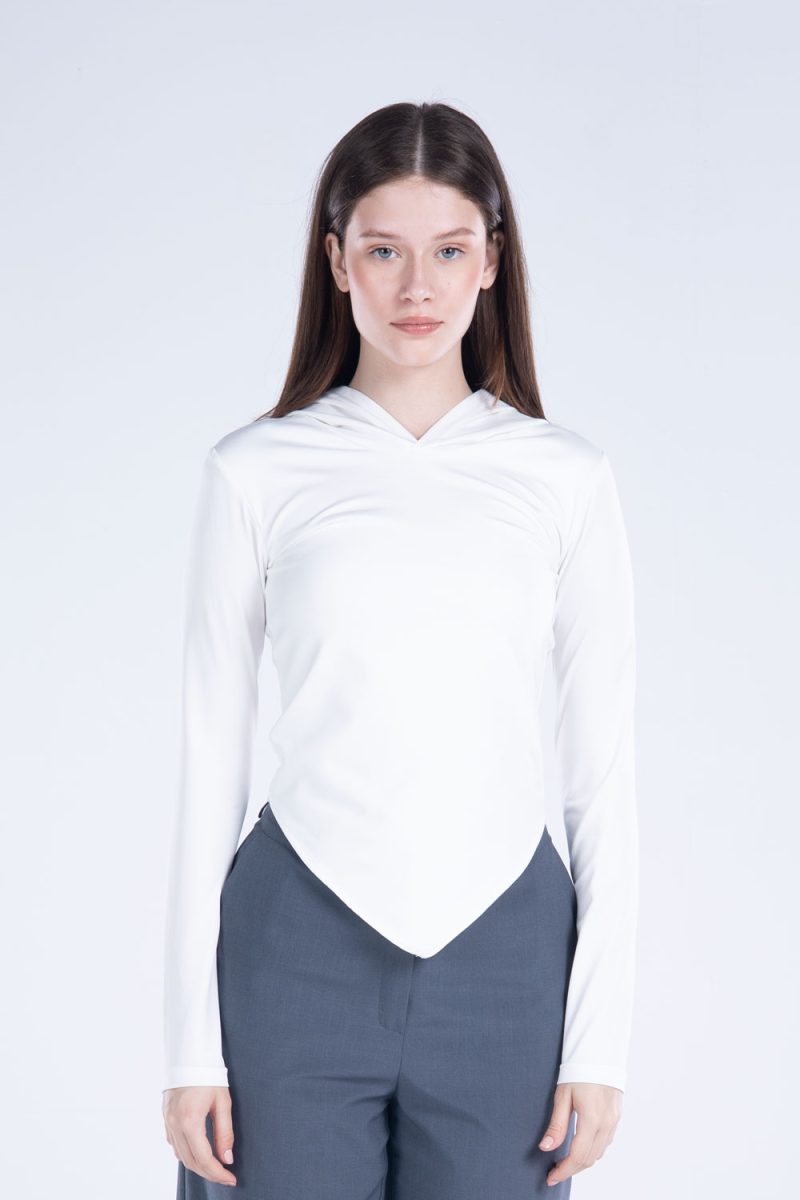 Hooded Drape Long Sleeve Top