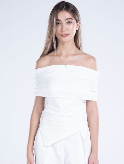 Draped Off-Shoulder Sleeveless top
