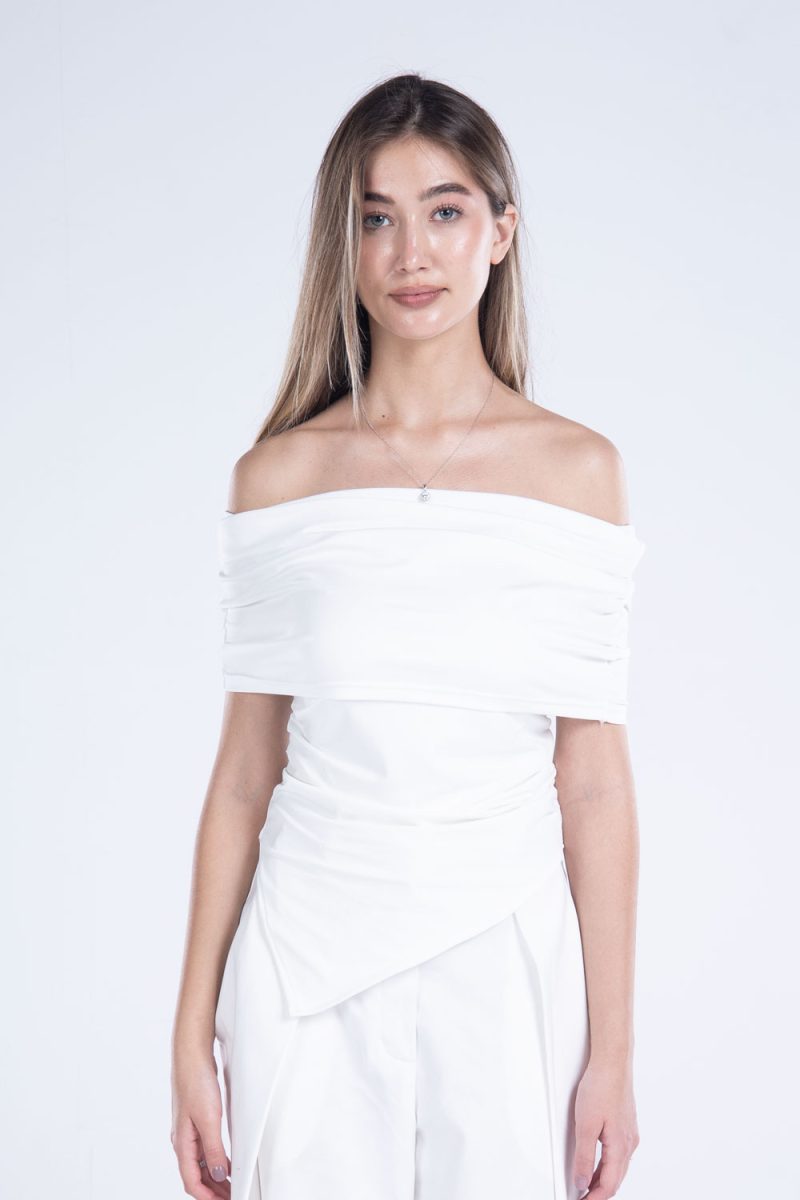Draped Off-Shoulder Sleeveless top