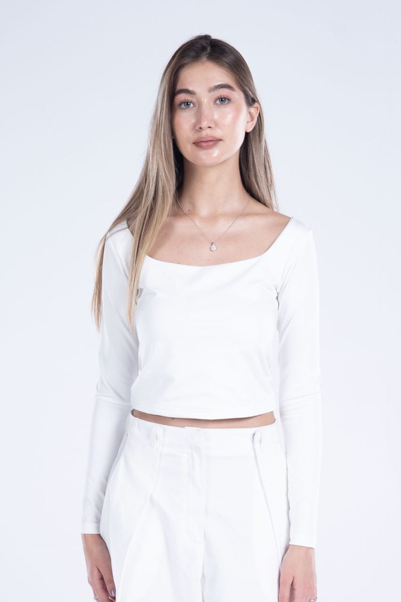 Basic Long Sleeve Square Neck Top - Image 5