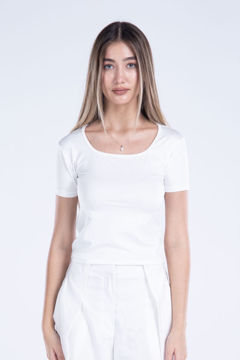 Basic Short Sleeve Square Neck Top - Image 10