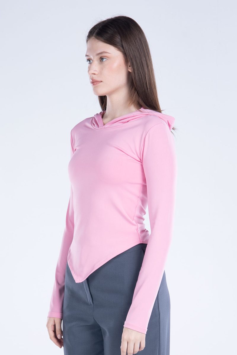 Hooded Drape Long Sleeve Top - Image 7